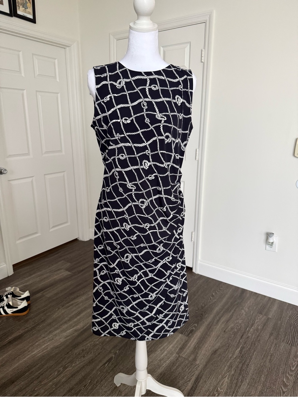 Brooks Brothers Navy Dress with White Rope Pattern